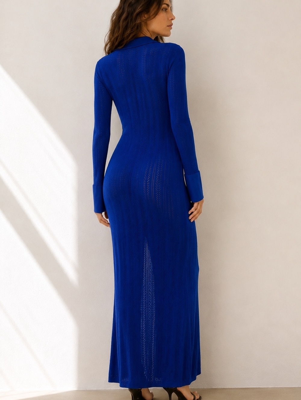 NWOT RARE A.L.C Cobalt Knit Maxi Duster Dress Cardigan Luxury Cover Up XS S $595 - Picture 2 of 11
